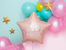 Naložite sliko v pregledovalnik galerije, BALON HAPPY BIRTHDAY STAR POWDER PINK 40cm
