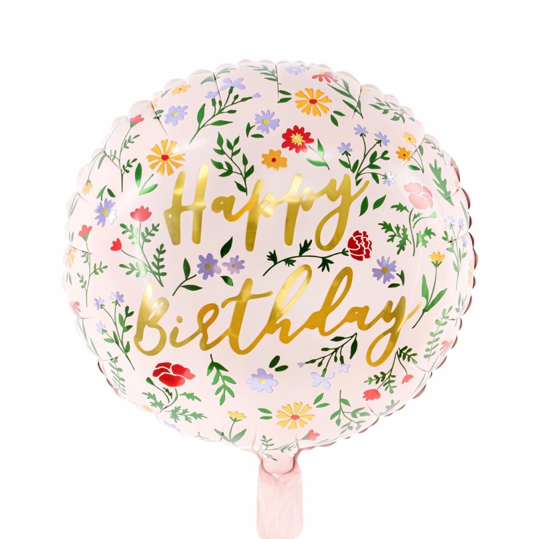 BALON HAPPY BIRTHDAY FLOWERS 35cm